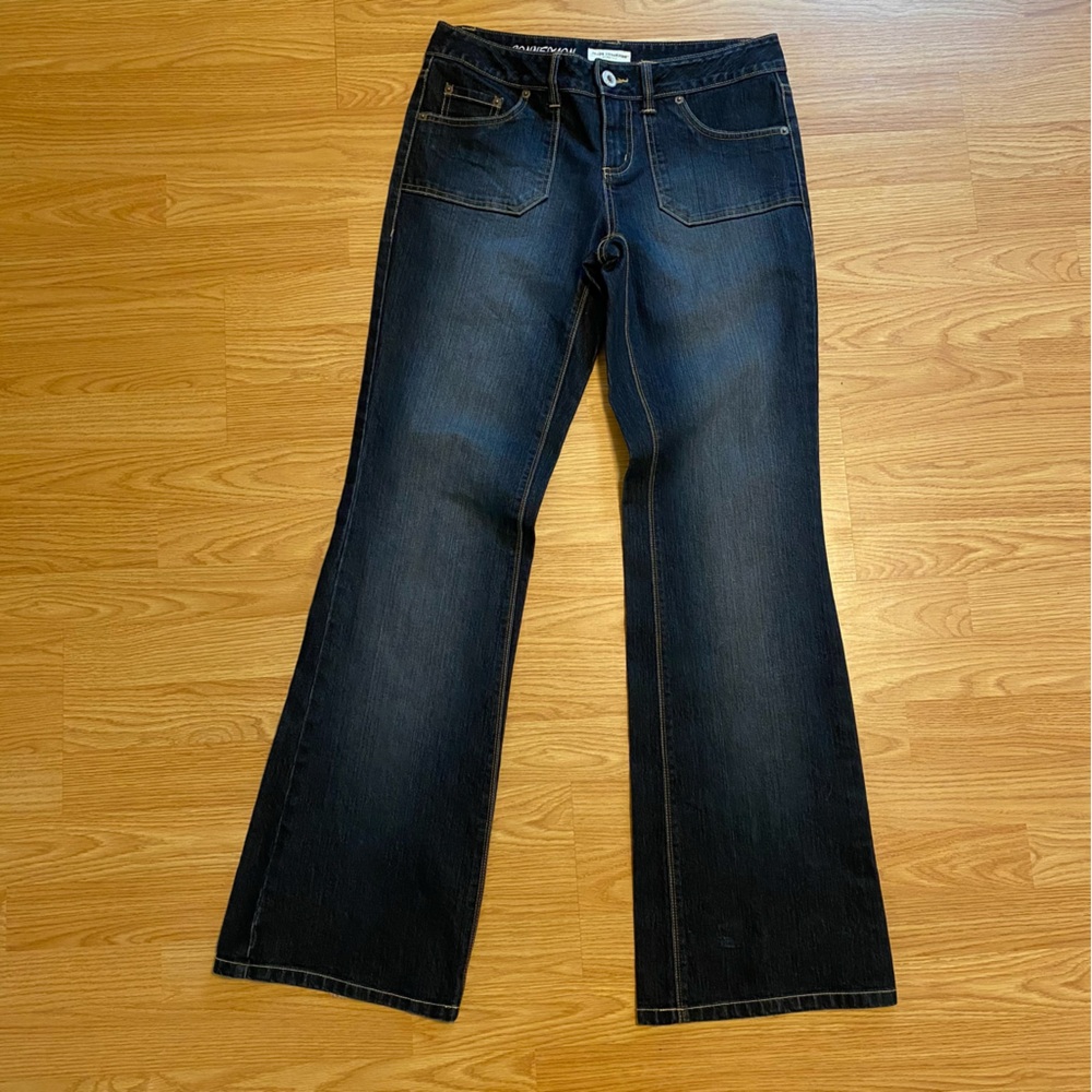 Jacob connexion mid rise bootcut jeans size 28 flare denim patch pockets Y2K